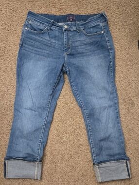 NYDJ Women's Cropped Roll-Cuff Jeans in Medium Blue 14P